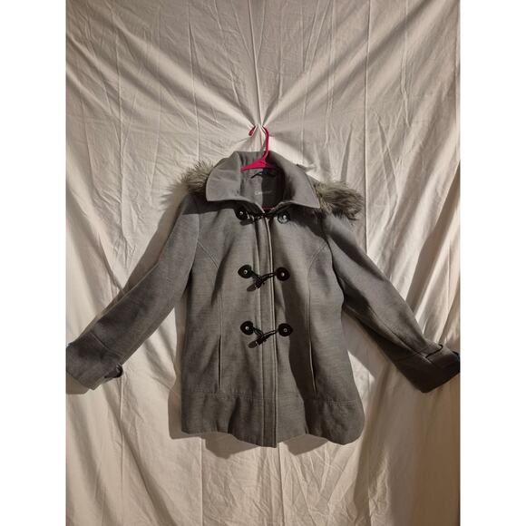 CALVIN KLEIN Toggle Coat with Removable Faux Fur Hood Size M /L. - Picture 2 of 12